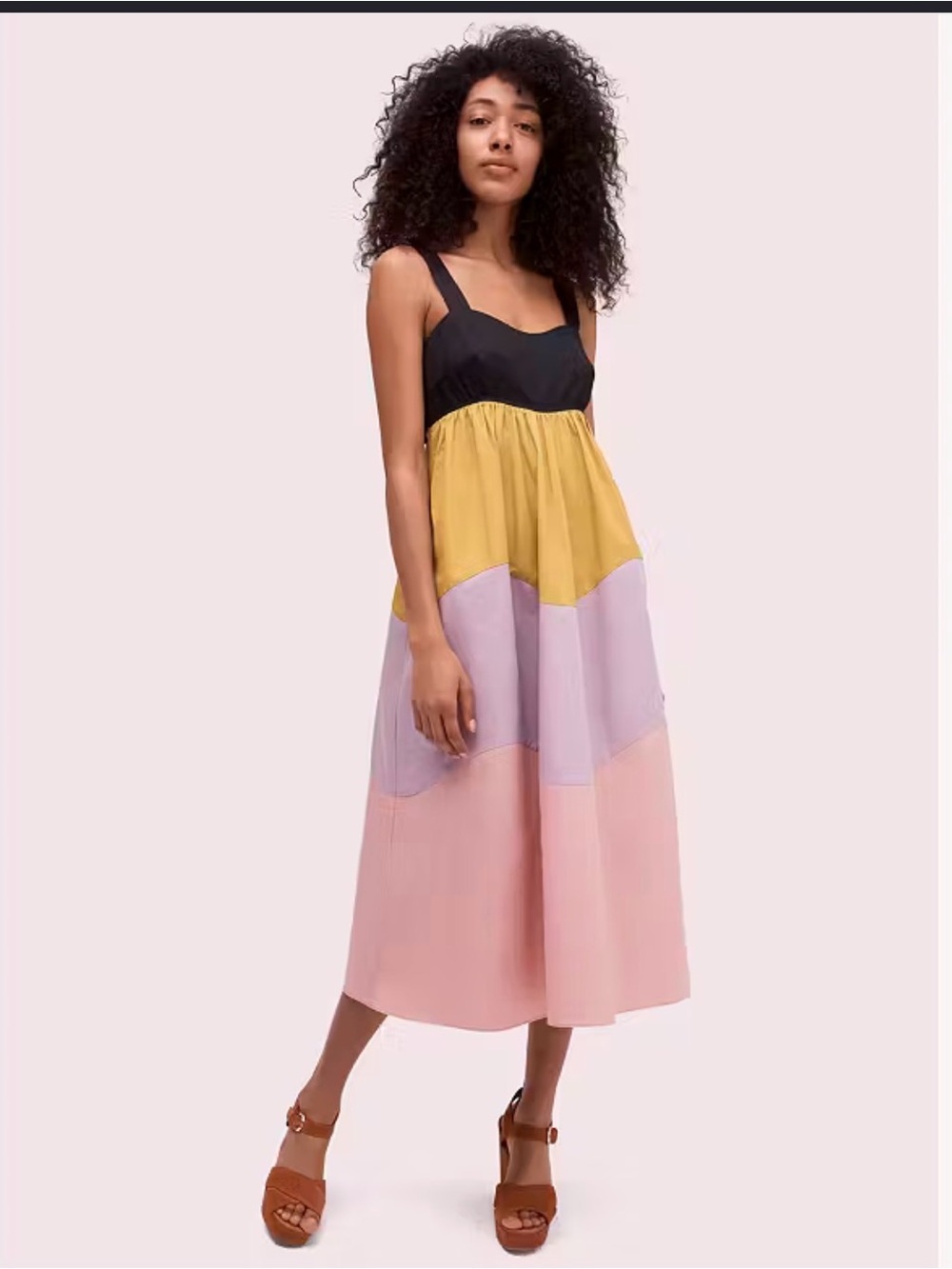 kate spade Scalloped Colorblock Tie Back Midi Dress XS